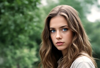 A young girl with long wavy hair and blue eyes looking directly at the camera.