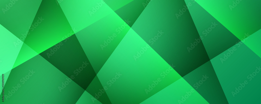 Poster 3d green geometric abstract background overlap layer on bright space with polygon effect decoration.