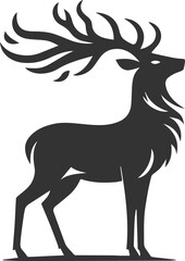Deer standing tall with the wind blowing through its fur animal silhouette vector