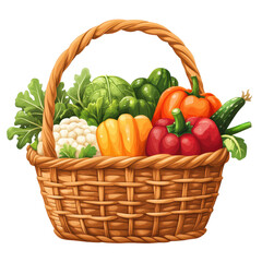 A basket of vegetables including carrots, peppers, and squash