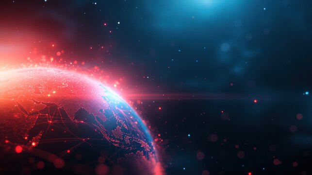 Exploring the cosmos earth in a digital galaxy space animation futuristic close-up technology