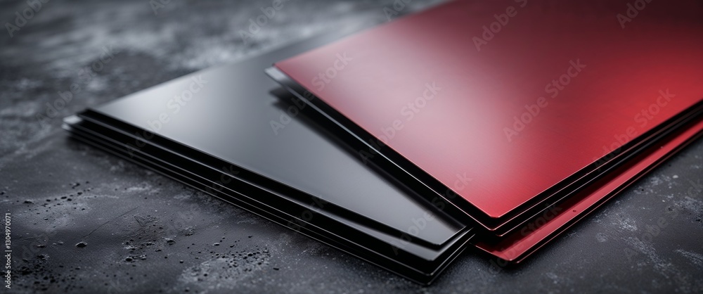 Aufkleber black to red gradient shiny metal flat sheets plain polished surface texture background backdrop