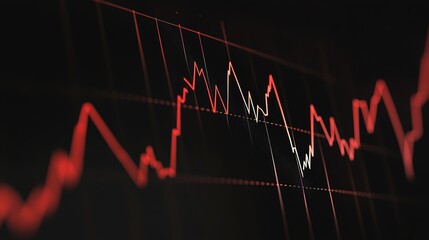 Fototapeta premium Stock Market Trend Graph – Decline in Red, Rise in Color on Black Background
