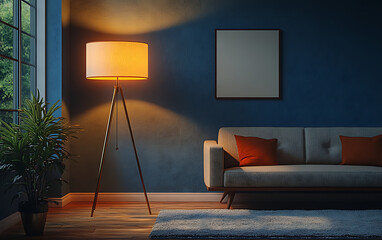 Mid-Century Modern Floor Lamp with Brass Tripod Stand 