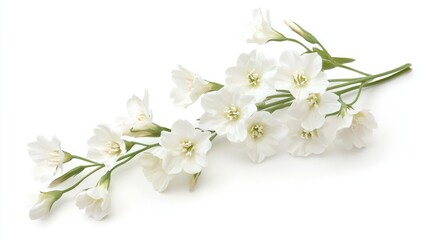 White Flowers Branch Stalk, Isolated on White