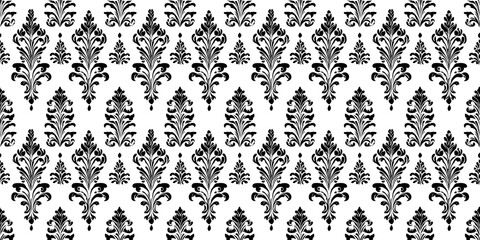 Elegant black and white damask pattern for seamless background and texture design. pattern vertical