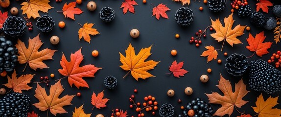elegant black theme autumn season abstract background concept backdrop illustration cartoon