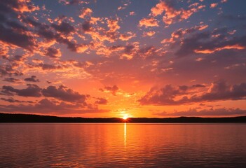 Fototapeta premium Sunset Over A Lake.