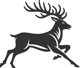 Obraz premium Deer sprinting with its front legs extended forward and back legs fully stretched animal silhouette vector