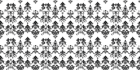Elegant Victorian tile pattern with intricate black and white design showcasing seamless texture and detail. seamless victorian