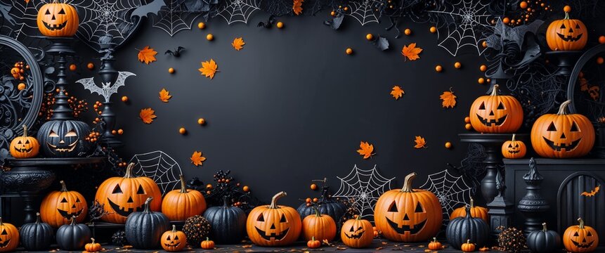 elegant black theme Halloween season abstract background concept backdrop illustration cartoon