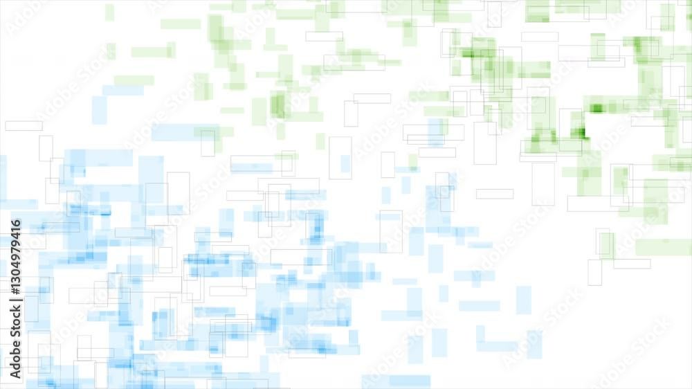 Poster Blue and green mosaic squares abstract geometric minimal background. Seamless looping motion design. Video animation Ultra HD 4K 3840x2160