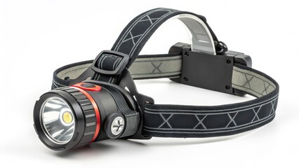 Headlamp, Headlight, LED Flashlight on White Background