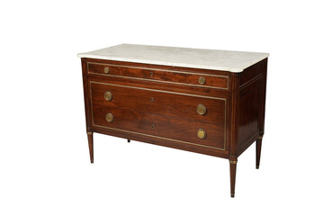 wooden chest of drawers  Past auction: An 18th century marble topped mahogany commode,