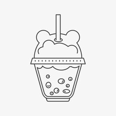 Bubble tea hot drink with cream line illustration