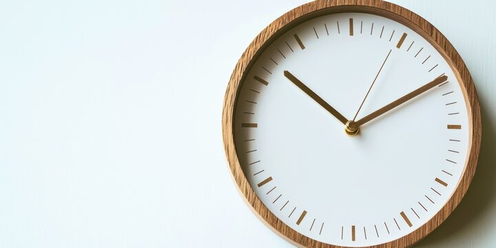 Wooden clock with the hands at the numbers 3 and 9