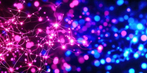 Blue and pink background with many small dots