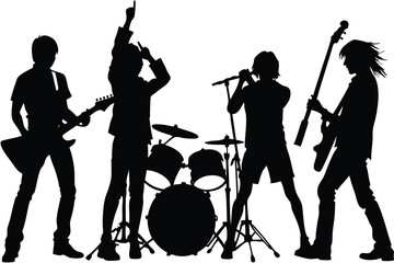 Band Silhouette Full Lineup silhouette vector