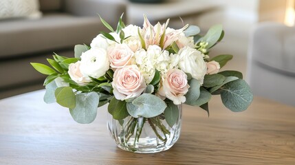 Elegant Spring Bouquet with Orchid Blossoms and Soft Pink Roses