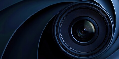 Camera lens with a black background