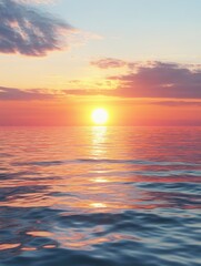 Fototapeta premium Peaceful Ocean Sunset Warm Hues Reflecting on Calm Waters