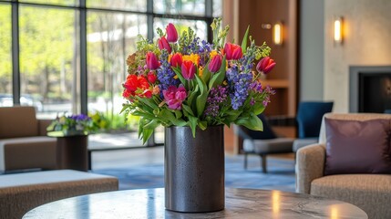 Fototapeta premium Vivid Spring Bouquet Showcasing Bright Colors and Fresh Flowers