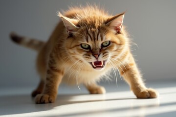 A Close up of an Orange Cat With Its Mouth Open - Generative AI