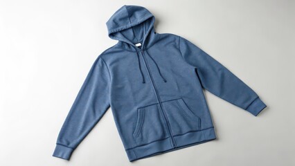 Blue Zip-Up Hoodie on White Background