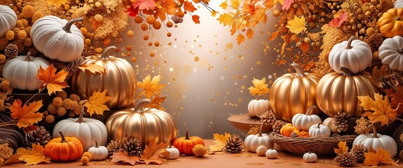 elegant gold theme thanksgiving season abstract background concept backdrop illustration cartoon
