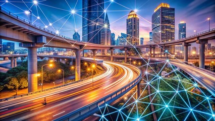 Fototapeta premium Abstract Geometric Transportation Network Lines, Urban Infrastructure Background