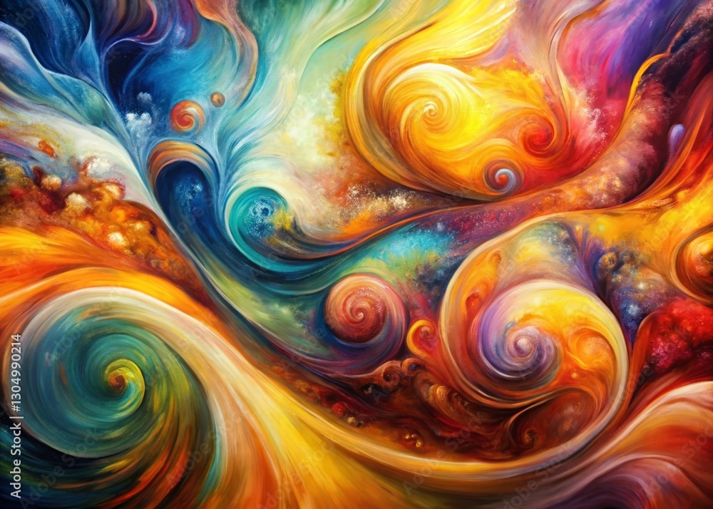 Poster abstract impressionistic swirls and curves texture background - stock photo