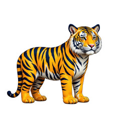 Obraz premium Stylized Tiger Standing with Transparent Background