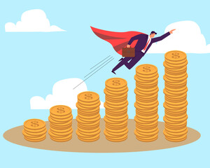 Increase revenue, income or investment profit, growing income or wealth, growth chart diagram or savings and investment return concept