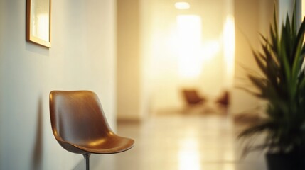 Modern office lobby with clean design, conveying simplicity and professionalism in a serene workspace.