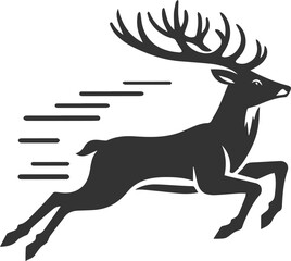 Deer running with its antlers tilted back, emphasizing speed animal silhouette vector