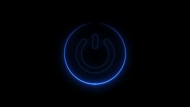 power button icon animated on a black background.