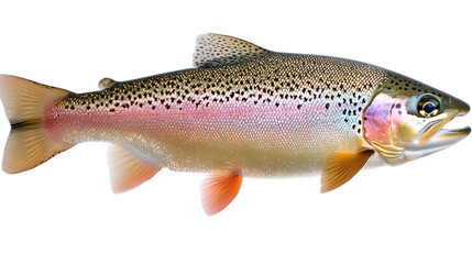 Fototapeta premium Detailed Rainbow Trout Against a White Background