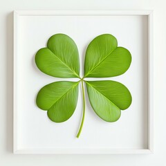 Vibrant green four-leaf clover decoration.
