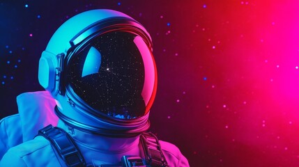 Astronaut in Space Suit Gazing at Starry Galaxy with Colorful Nebula Background