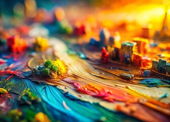 Fototapeta premium Abstract Paper Art Background: Modern Paint Smear Tilt-Shift Effect