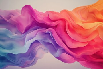 Obraz premium Colorful flowing fabric in soft waves creates a striking visual effect suitable for artistic backgrounds