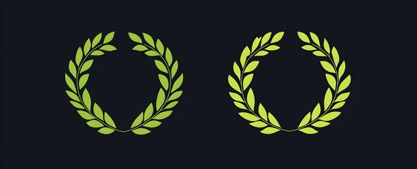 Obraz premium Two green leaves with a black background