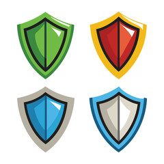 set of 4 shield icons of vector illustration isolated on a white background