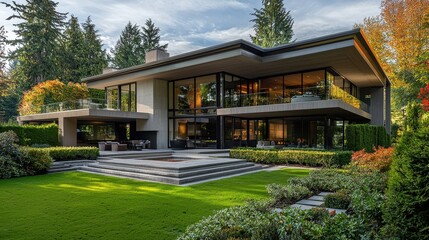 Obraz premium Geometric Contemporary Villa with Sunlit Interiors