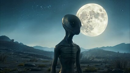 A Mysterious Alien Encounter unfolds dramatically beneath the captivating light of a Full Moon tonight