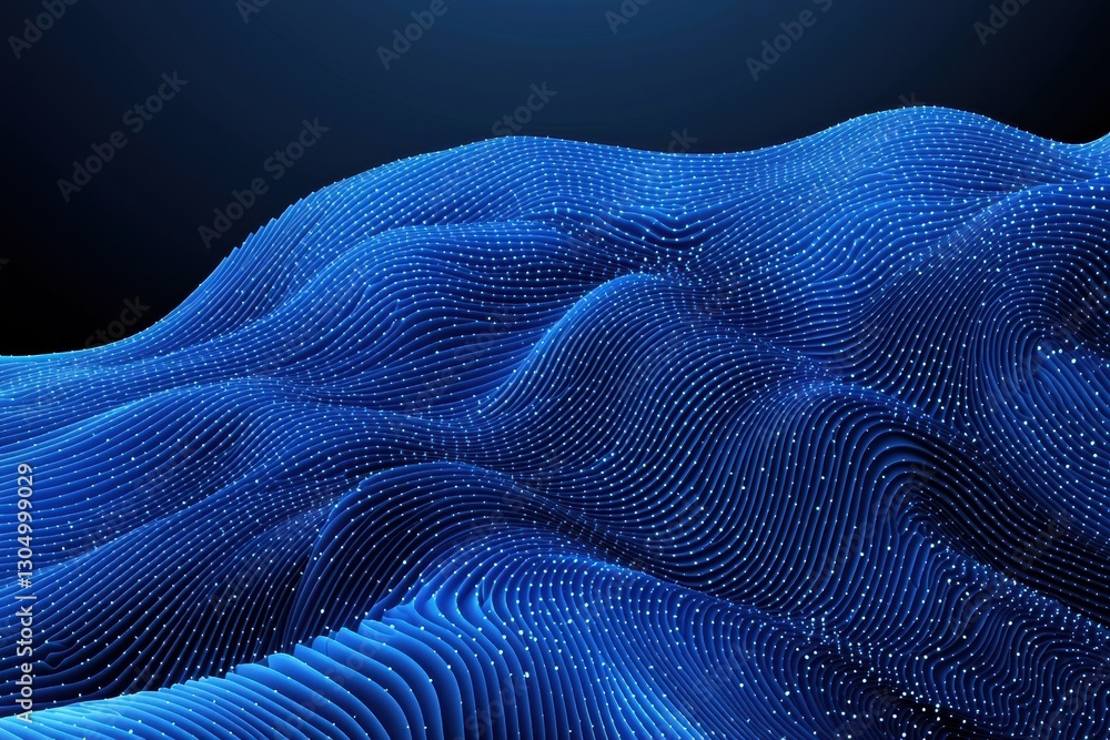 Poster blue abstract waves with a object isolated on a white background.