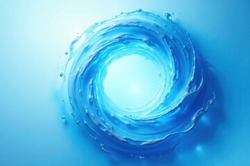 Fototapeta premium Abstract swirling blue liquid forming a circular vortex with a central opening