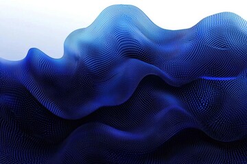 Naklejka premium Blue abstract object waves isolated on white background, evoking depth.