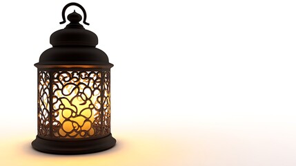 Mystical lantern casting a warm glow on solid white background.