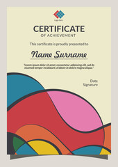 Modern Fluid Colorful Shapes Combination Vertical Certificate Template